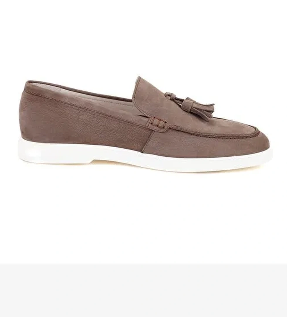 Miles Kahve Erkek Nubuk Deri Loafer - Görsel 1