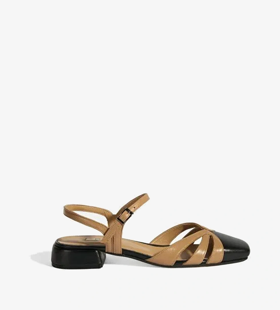 Kadın Bej Slingback Deri Günlük Ayakkabı - Görsel 1