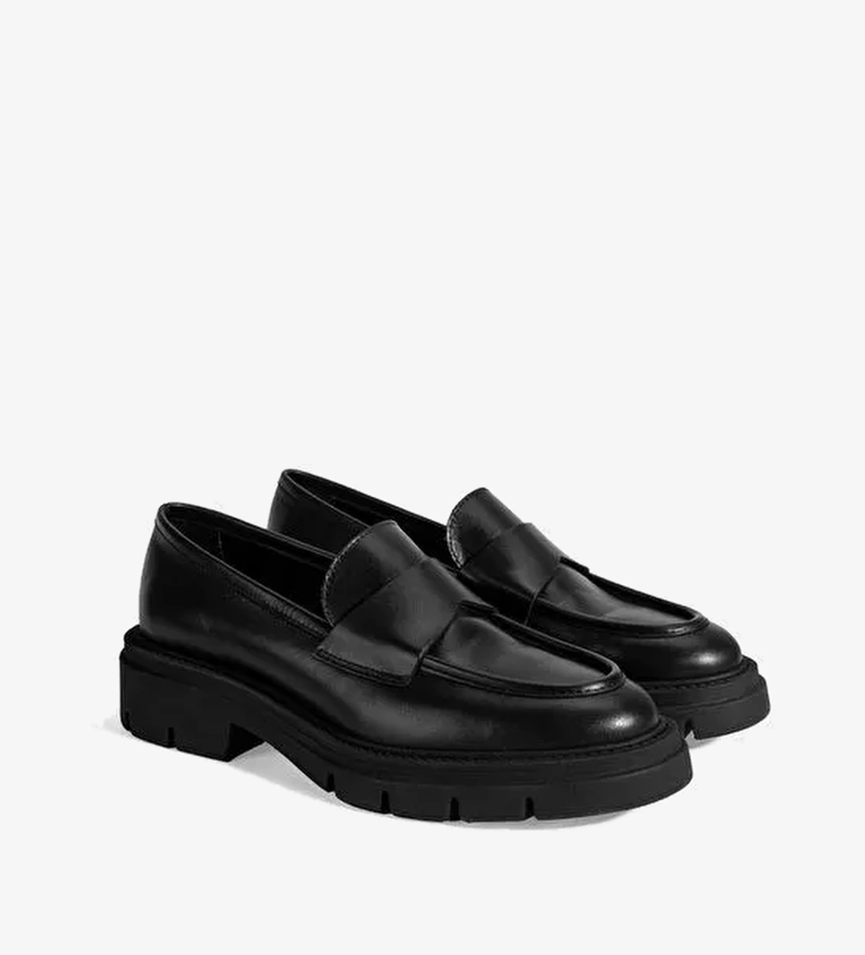 Kadın Siyah Deri Loafer - Görsel 1