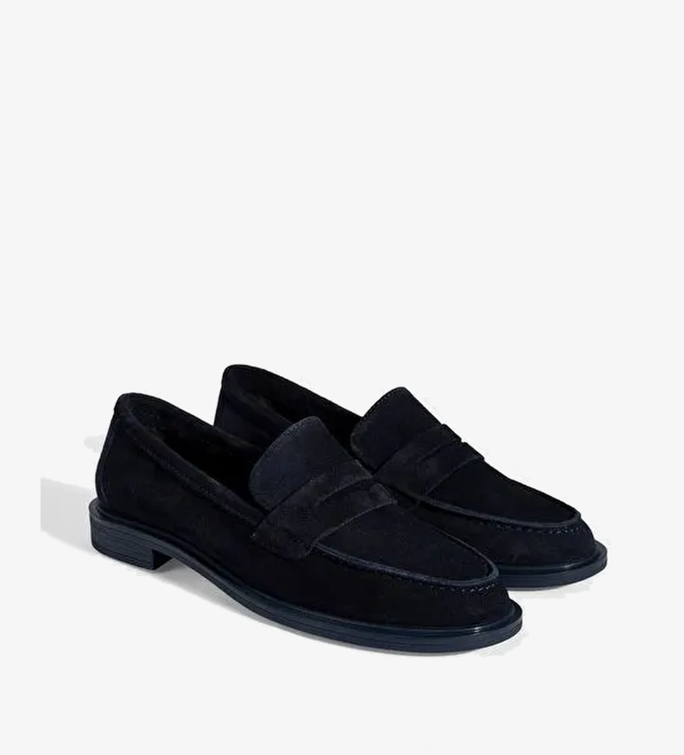 Kadın Lacivert Süet Loafer - Görsel 1