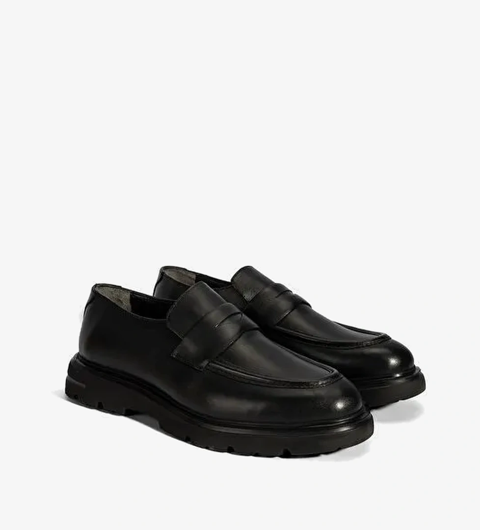 Erkek Siyah Deri Loafer - Görsel 1