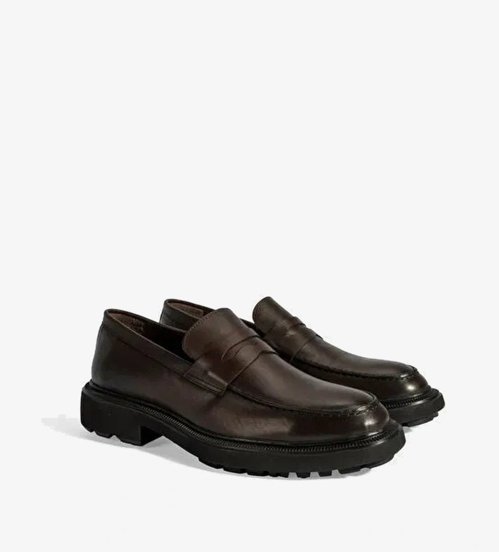 Erkek Kahve Deri Loafer - Görsel 1