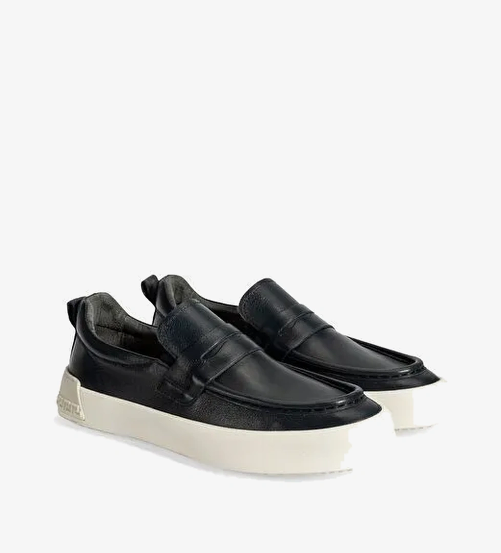 Erkek Lacivert Deri Loafer - Görsel 1