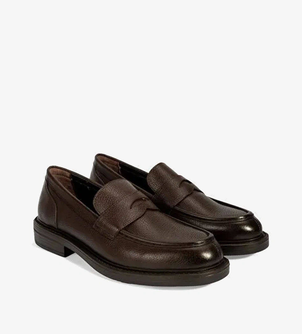 Erkek Kahve Deri Loafer - Görsel 1