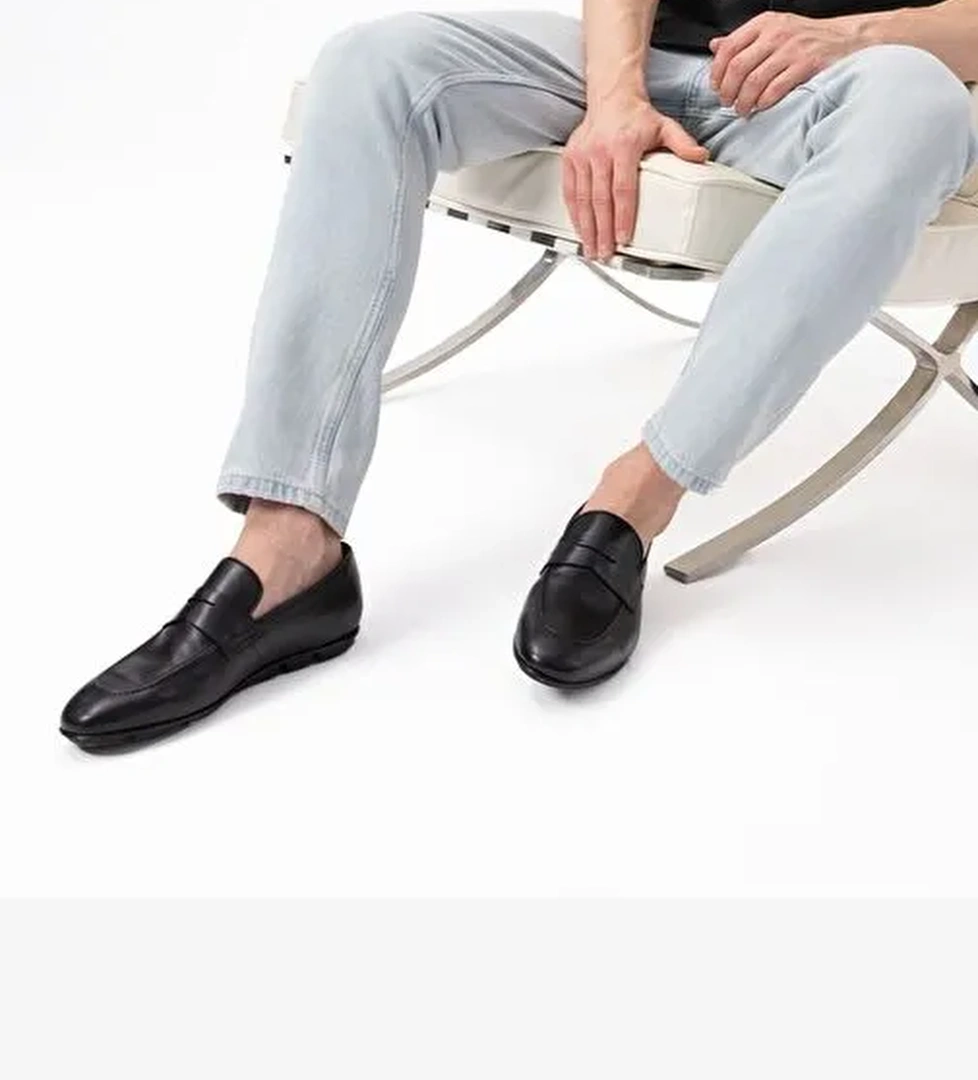 Derek Siyah Erkek Deri Günlük Ayakkabı - Görsel 1