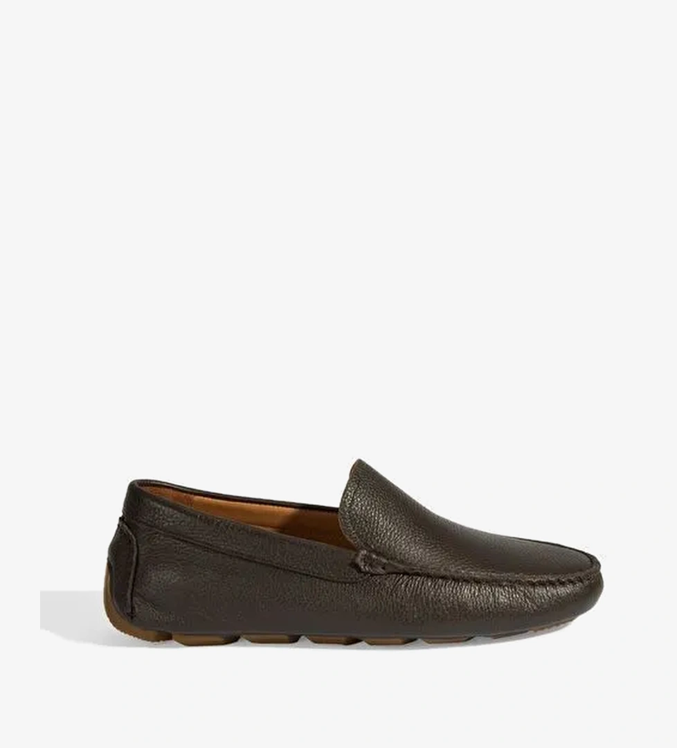Erkek Kahve Slip-On Deri Loafer - Görsel 1