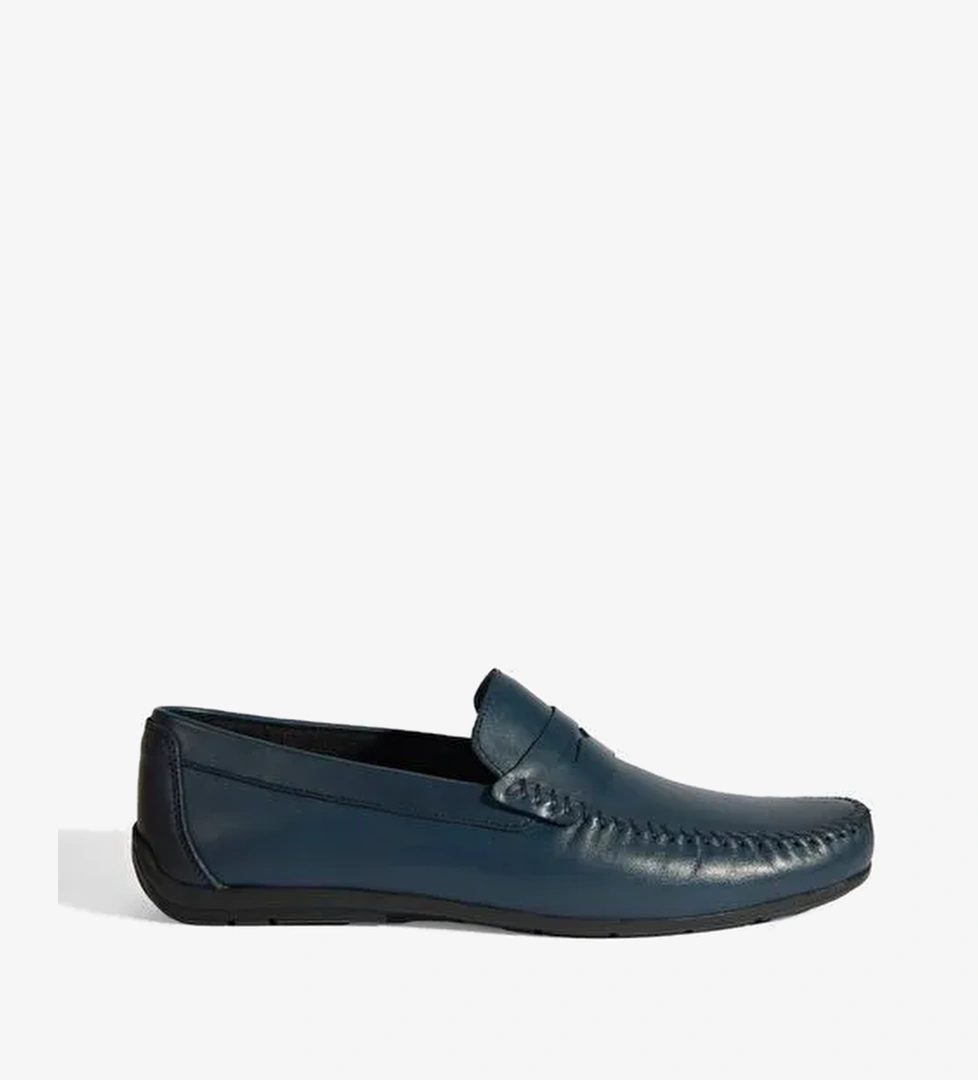 Jovian Lacivert Erkek Deri Slip-On Loafer - Görsel 1