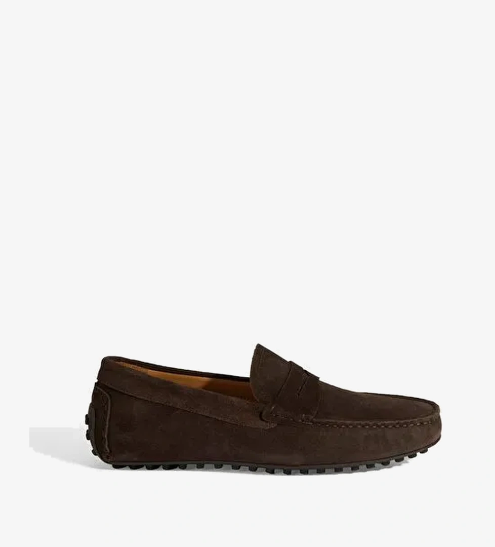 Erkek Kahve Slip-On Süet Loafer - Görsel 1