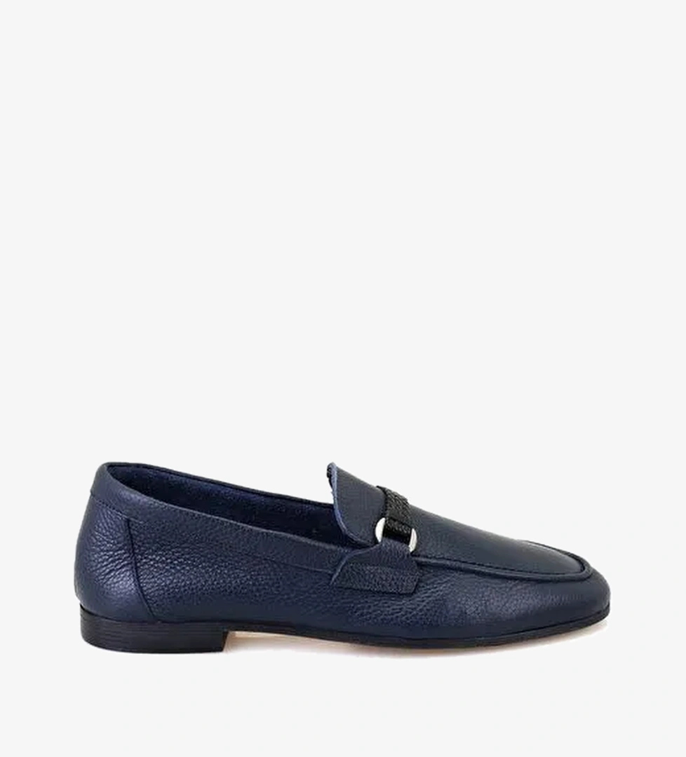 Drake Lacivert Erkek Deri Loafer - Görsel 1