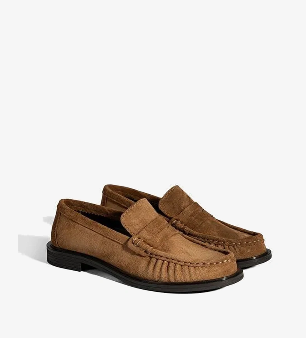 Kadın Taba Süet Deri Loafer - Görsel 1
