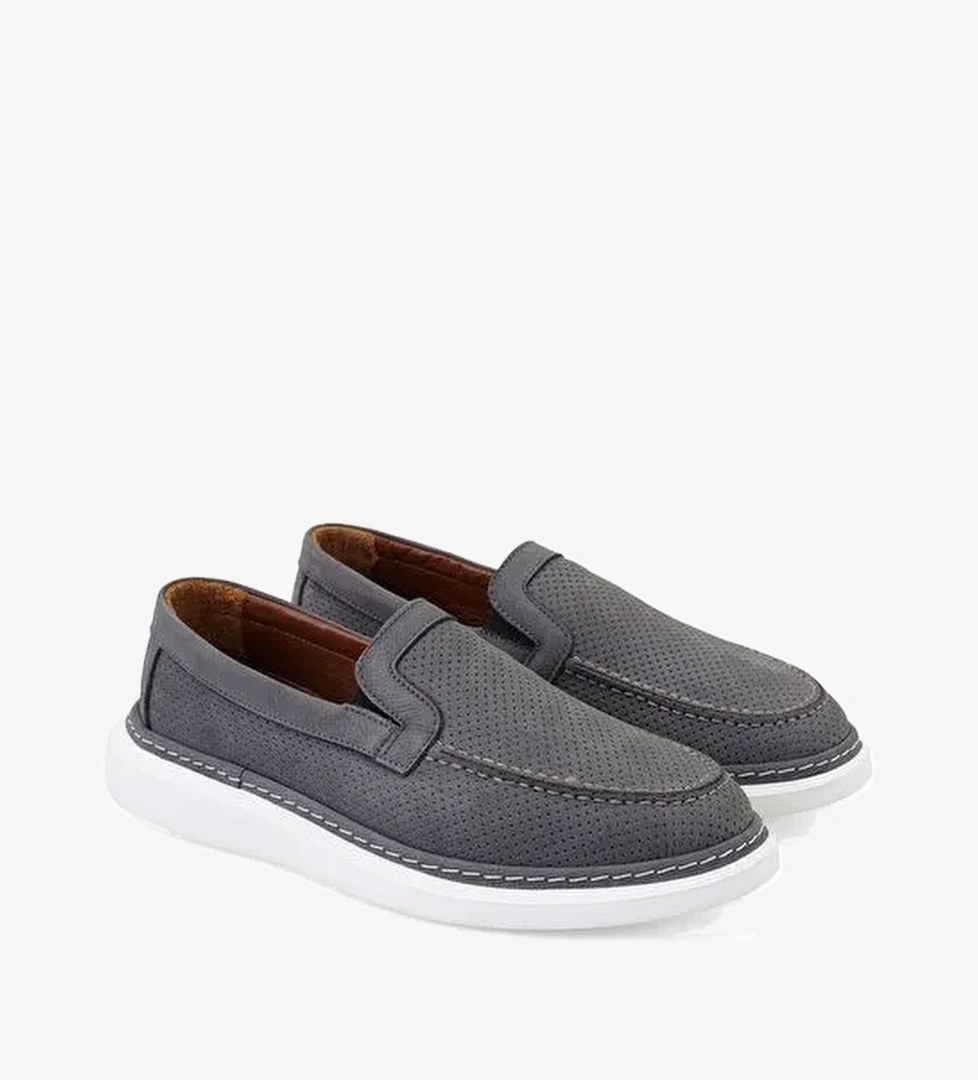 Lucas Gri Erkek Deri Günlük Ayakkabı - Görsel 1