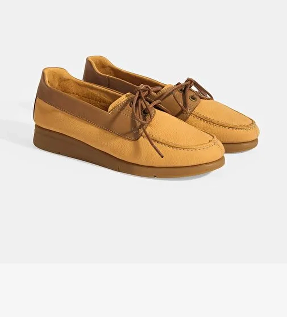 Kadın Sarı Bağcık Detaylı DesaComfort Nubuk Günlük Ayakkabı - Görsel 1