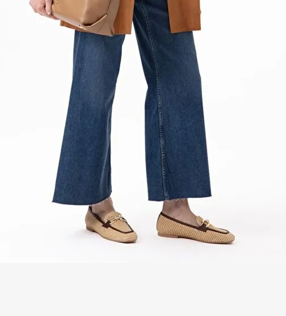 Kadın Kahve Hasır Loafer - Görsel 1