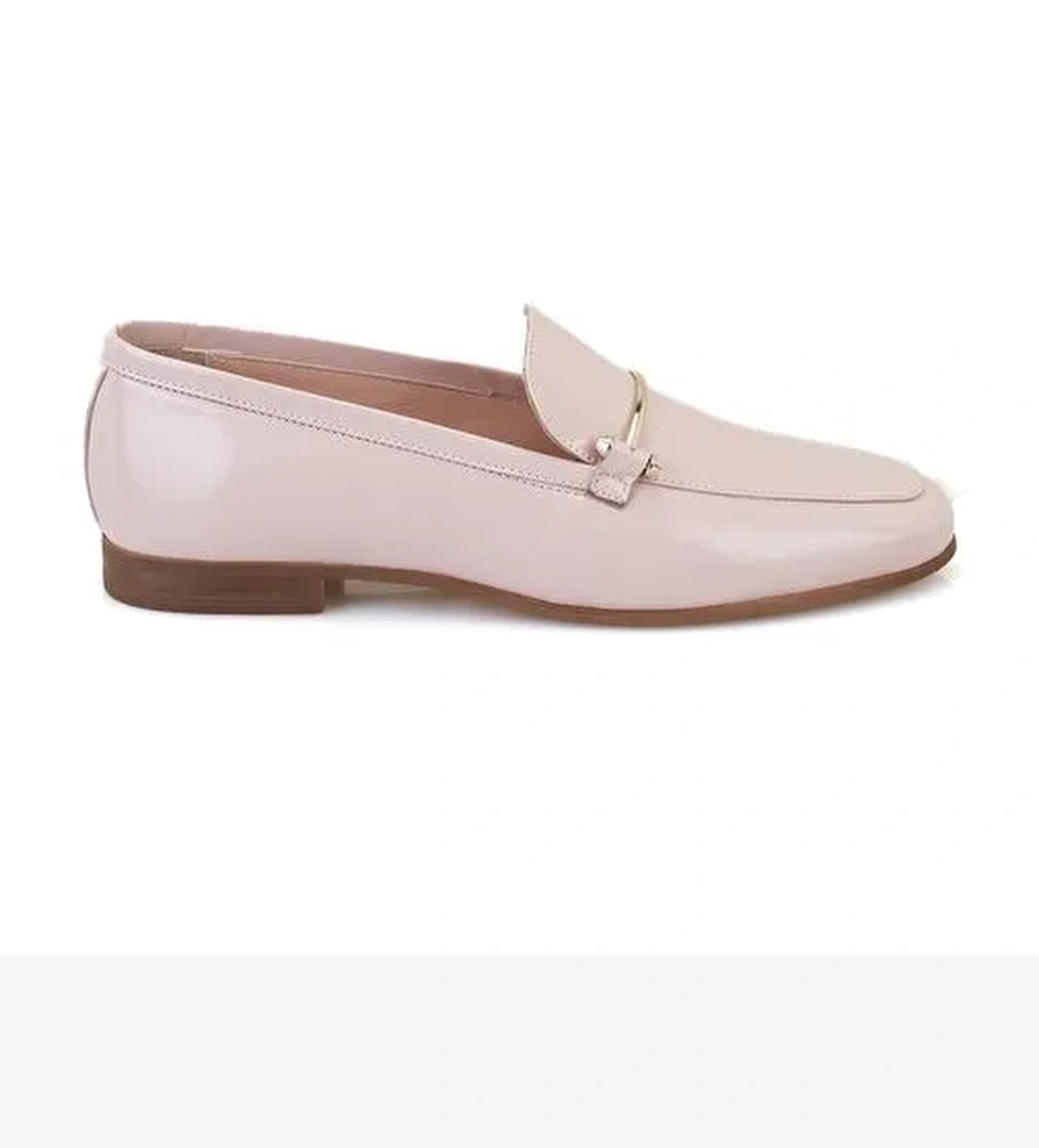 Kadın Pudra Rugan Deri Loafer - Görsel 1