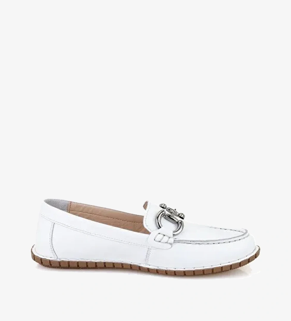 Kadın Beyaz DesaComfort Deri Loafer - Görsel 1