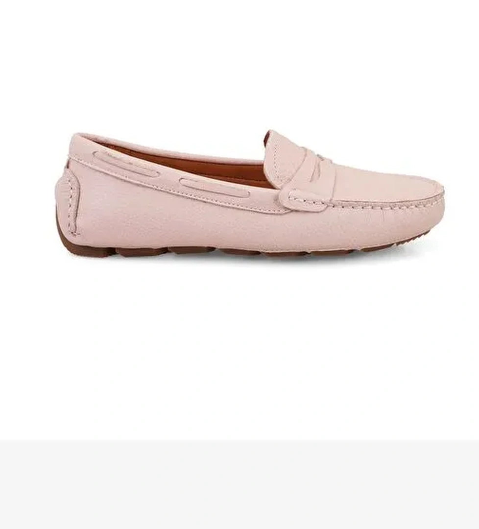 Kadın Pudra Deri Loafer - Görsel 1