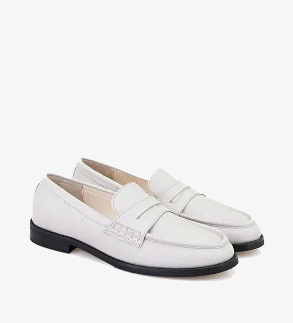 Kadın Ekru Deri Günlük Ayakkabı - Görsel 1