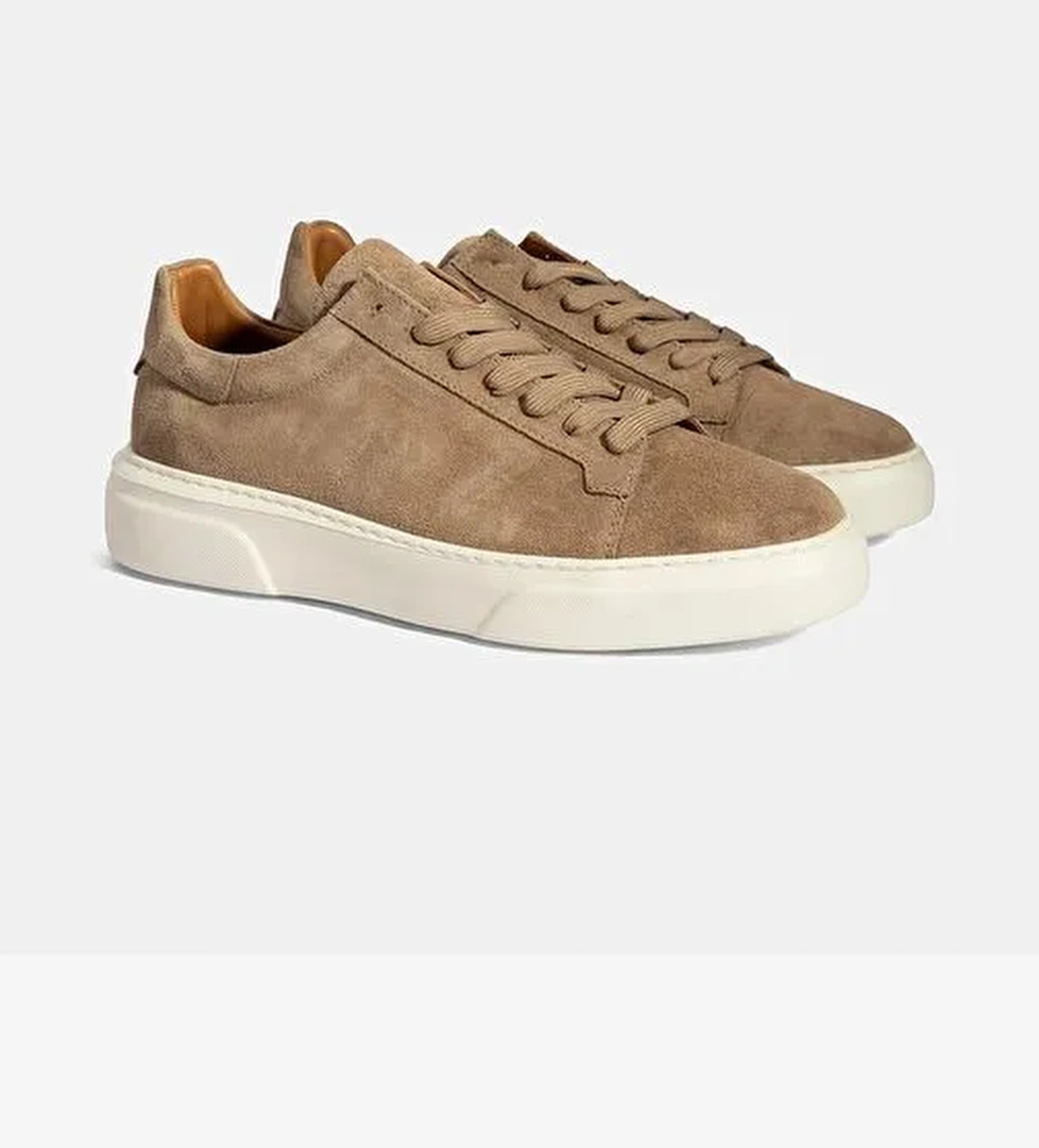 Erkek Kahve Bağcıklı Deri Spor Ayakkabı - Görsel 1