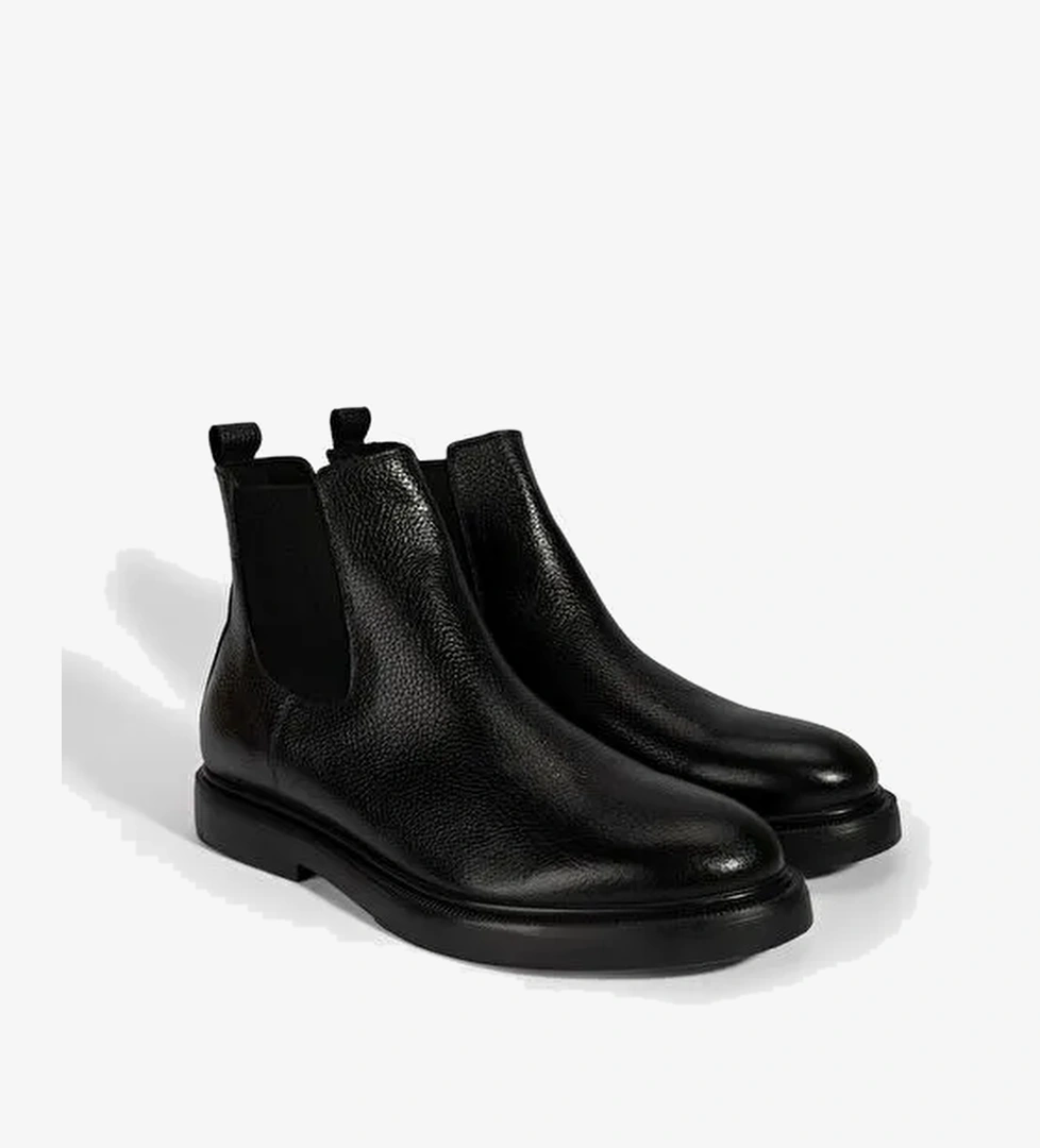 Erkek Siyah Lastikli Deri Bot - Görsel 1