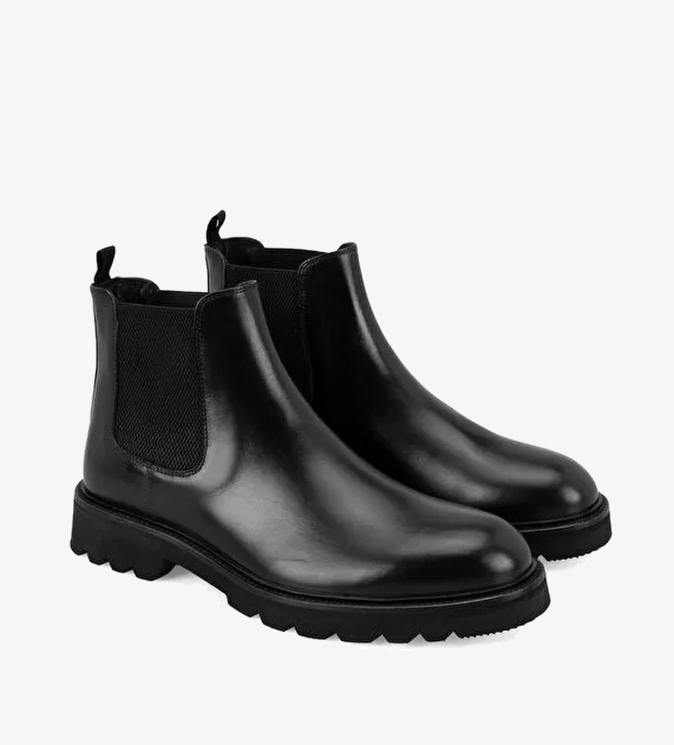 Gage Siyah Erkek Lastikli Deri Chelsea Bot - Görsel 1