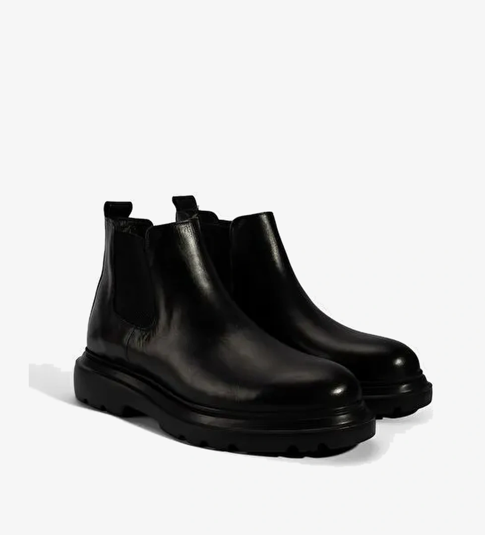 Erkek Siyah Lastikli Deri Bot - Görsel 1