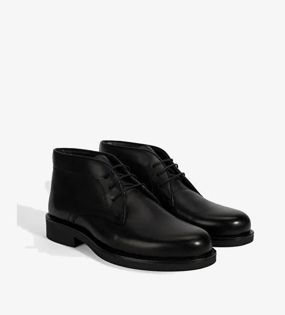 Erkek Siyah DesaComfort Bağcıklı Deri Bot - Görsel 1