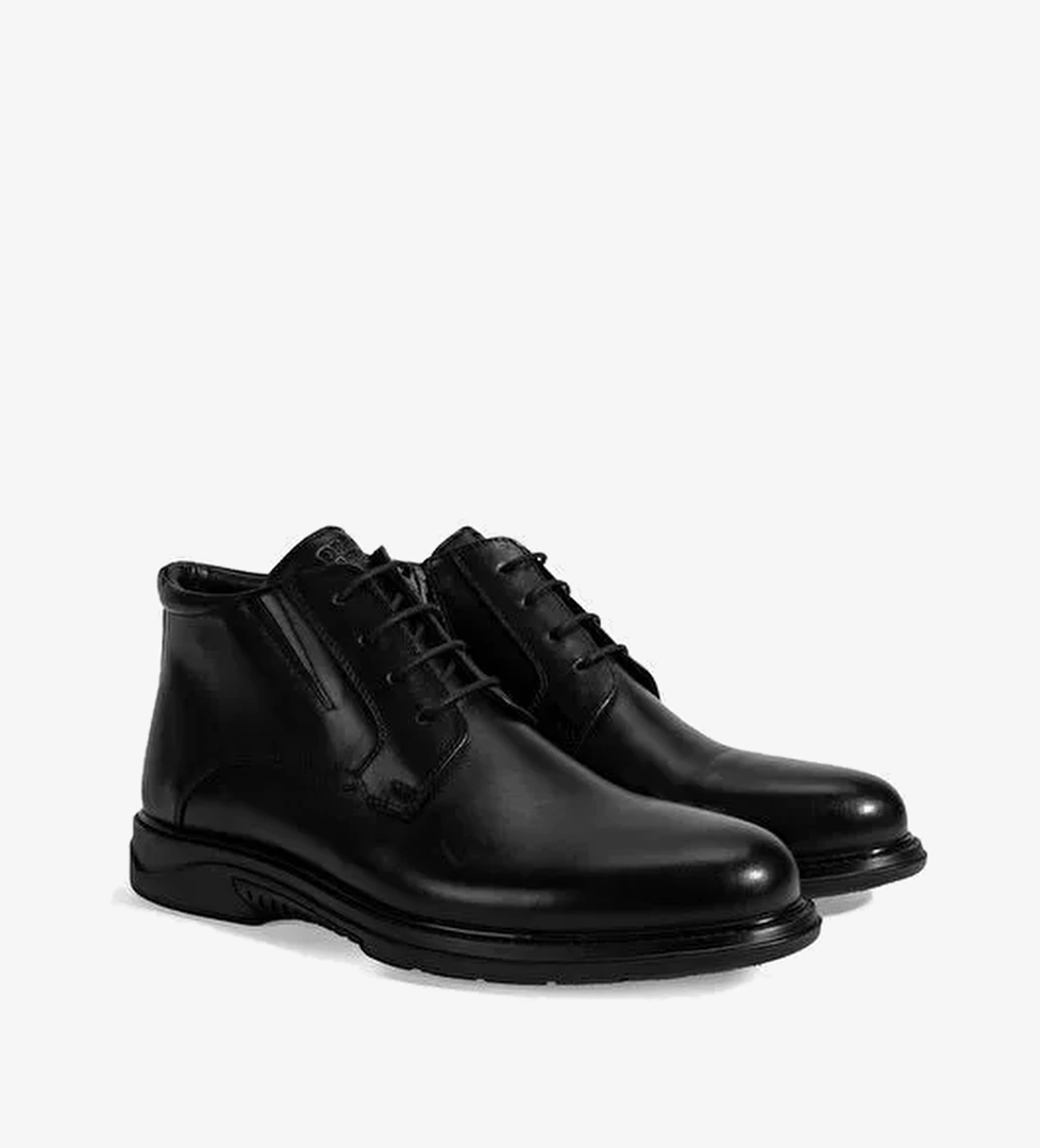 Erkek Siyah DesaComfort Bağcıklı Deri Bot - Görsel 1