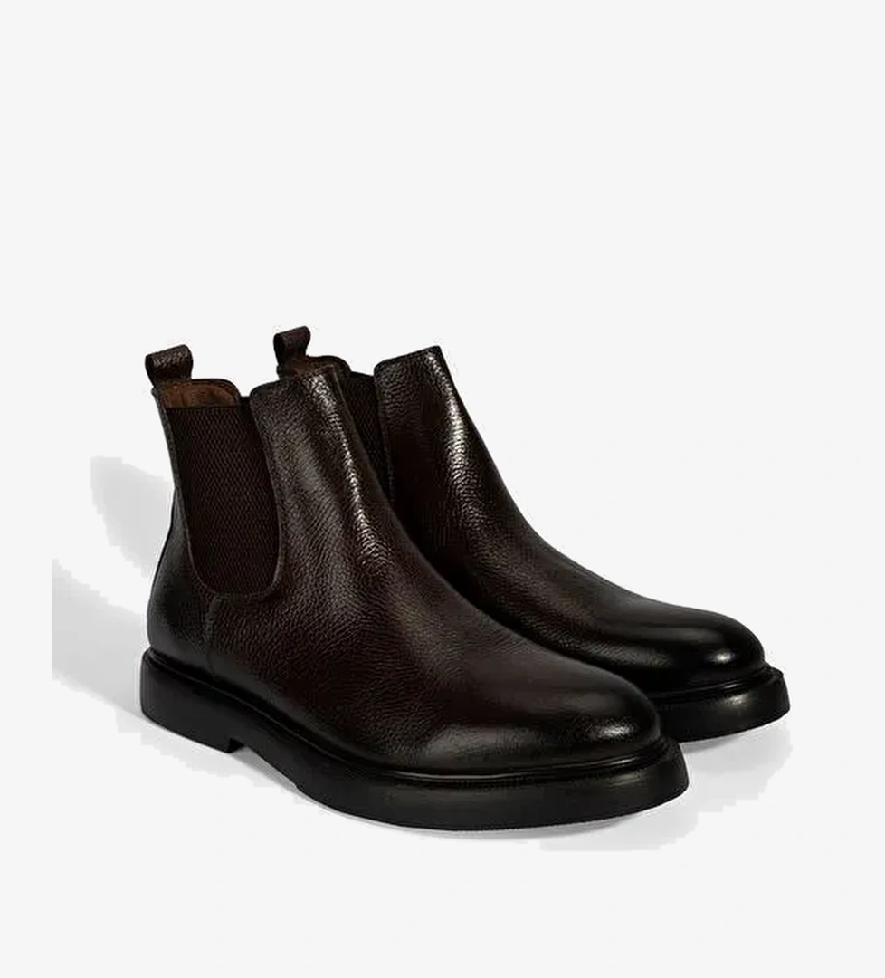 Erkek Kahve Lastikli Deri Bot - Görsel 1