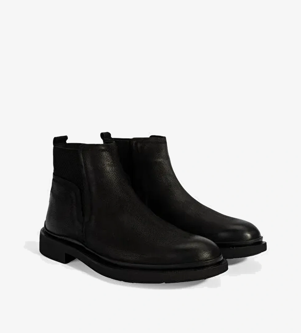 Erkek Siyah Lastikli Nubuk Deri Bot - Görsel 1