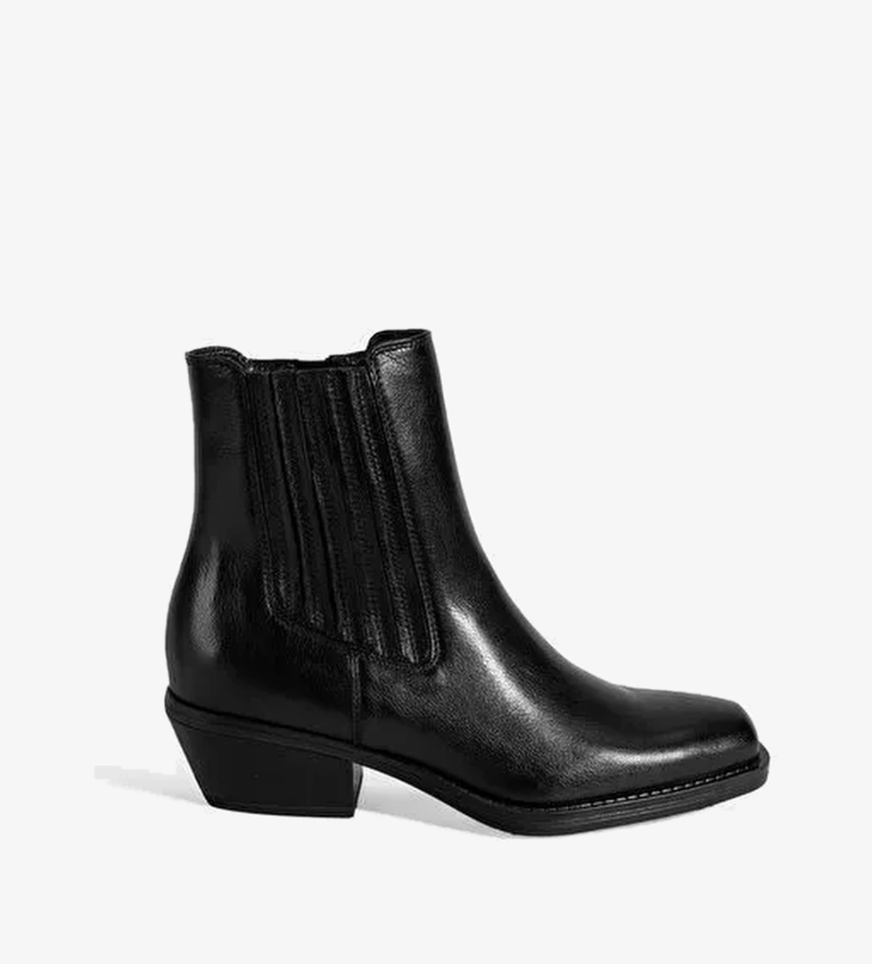 Kadın Siyah Topuklu Deri Bot - Görsel 1