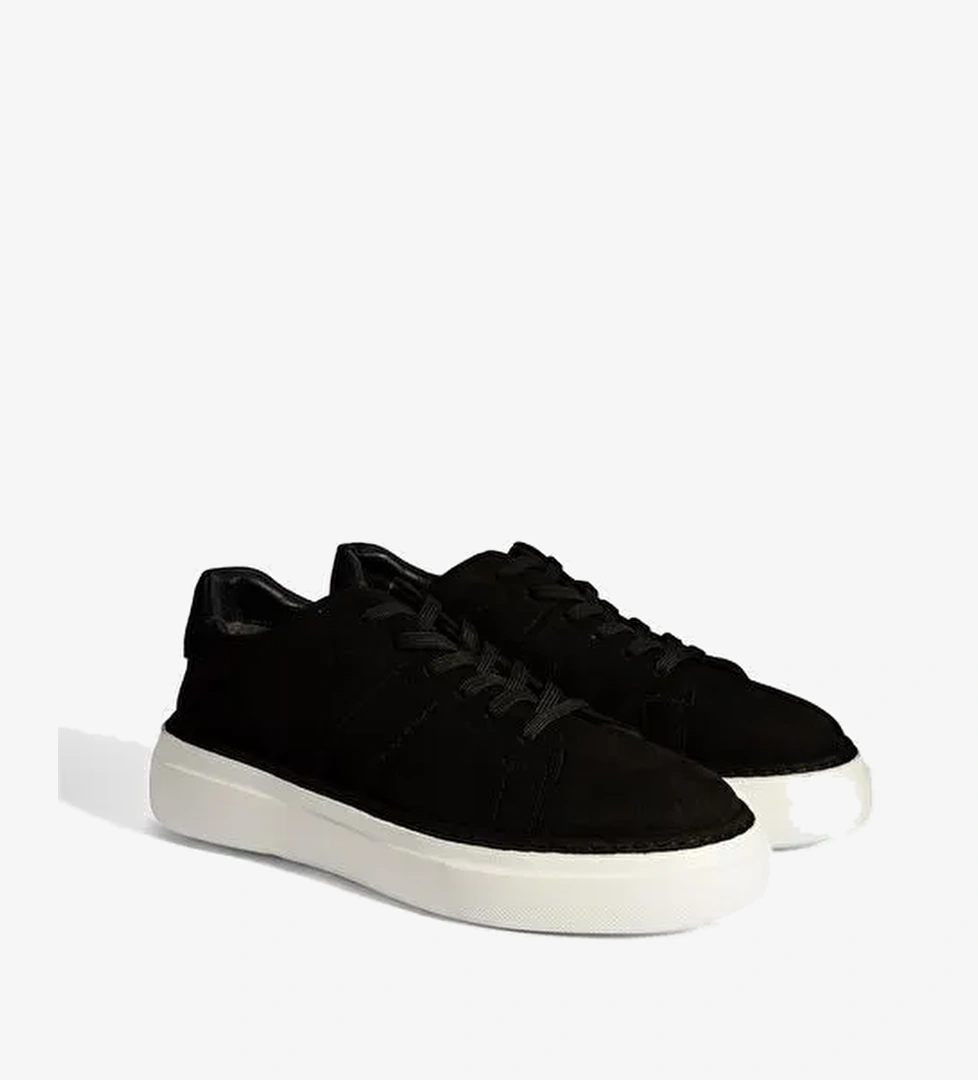 Erkek Siyah Bağcıklı Günlük Nubuk Deri Ayakkabı - Görsel 1