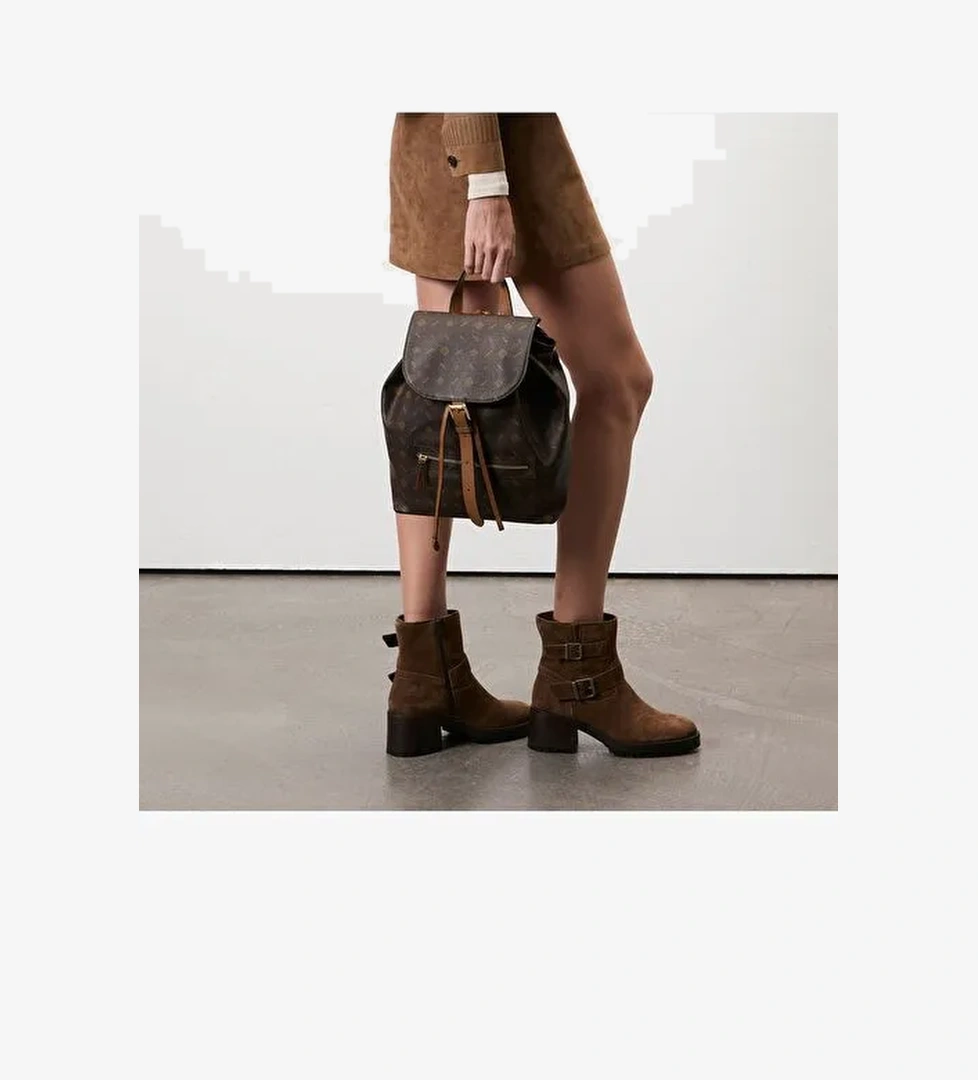 Brices Kemer Aksesuarlı Taba Kadın Topuklu Süet Bot - Görsel 1