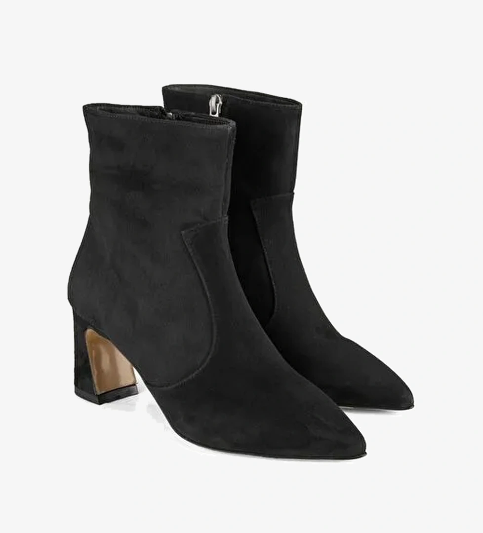 Kadın Siyah Topuklu Süet Bot - Görsel 1