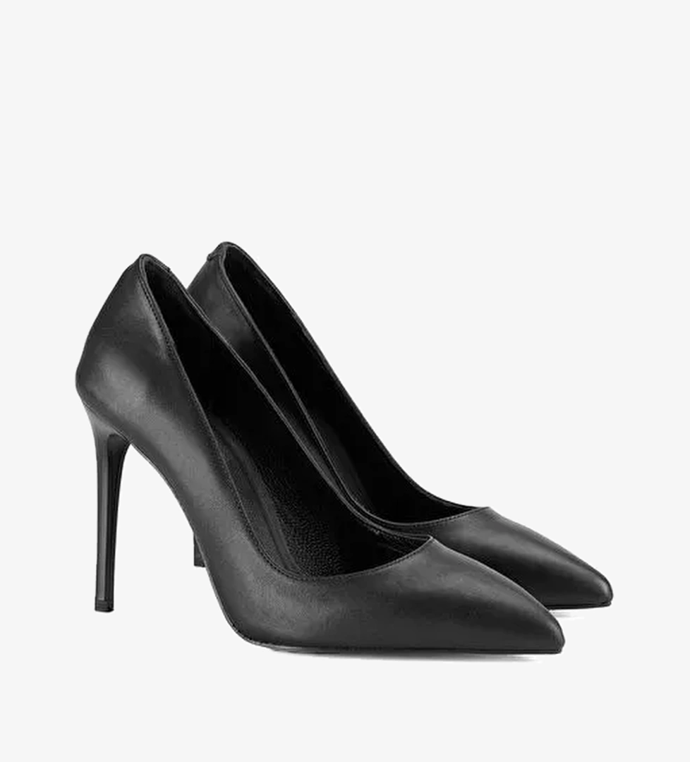 Kadın Siyah Klasik Deri Stiletto - Görsel 1