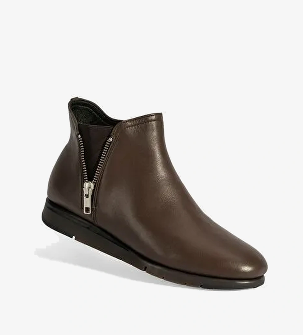 Kadın Kahve Fermuarlı DesaComfort Deri Bot - Görsel 1