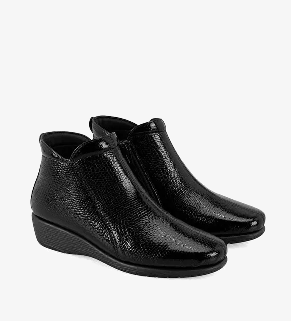 Jailyn Siyah Kadın DesaComfort Fermuarlı Deri Bot - Görsel 1