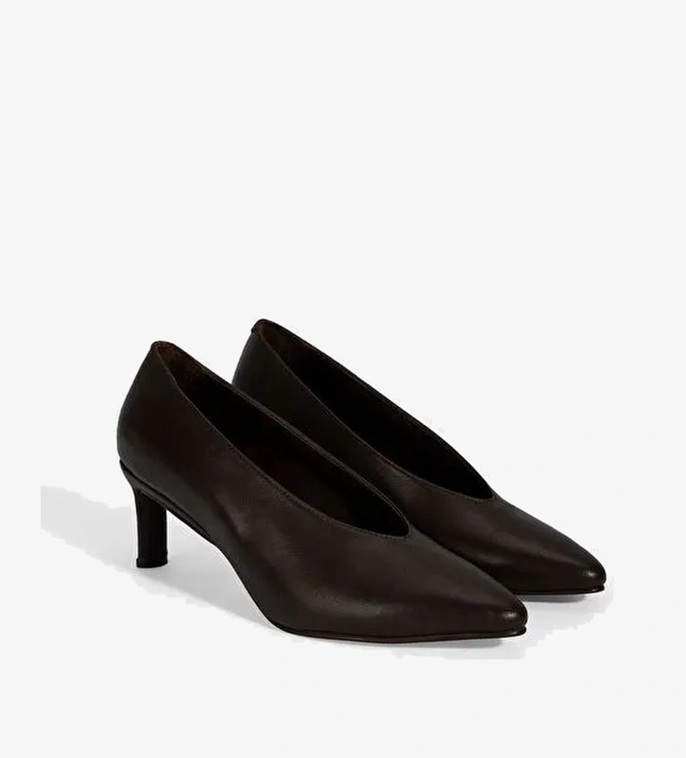 Kadın Kahve Klasik Topuklu Deri Ayakkabı - Görsel 1