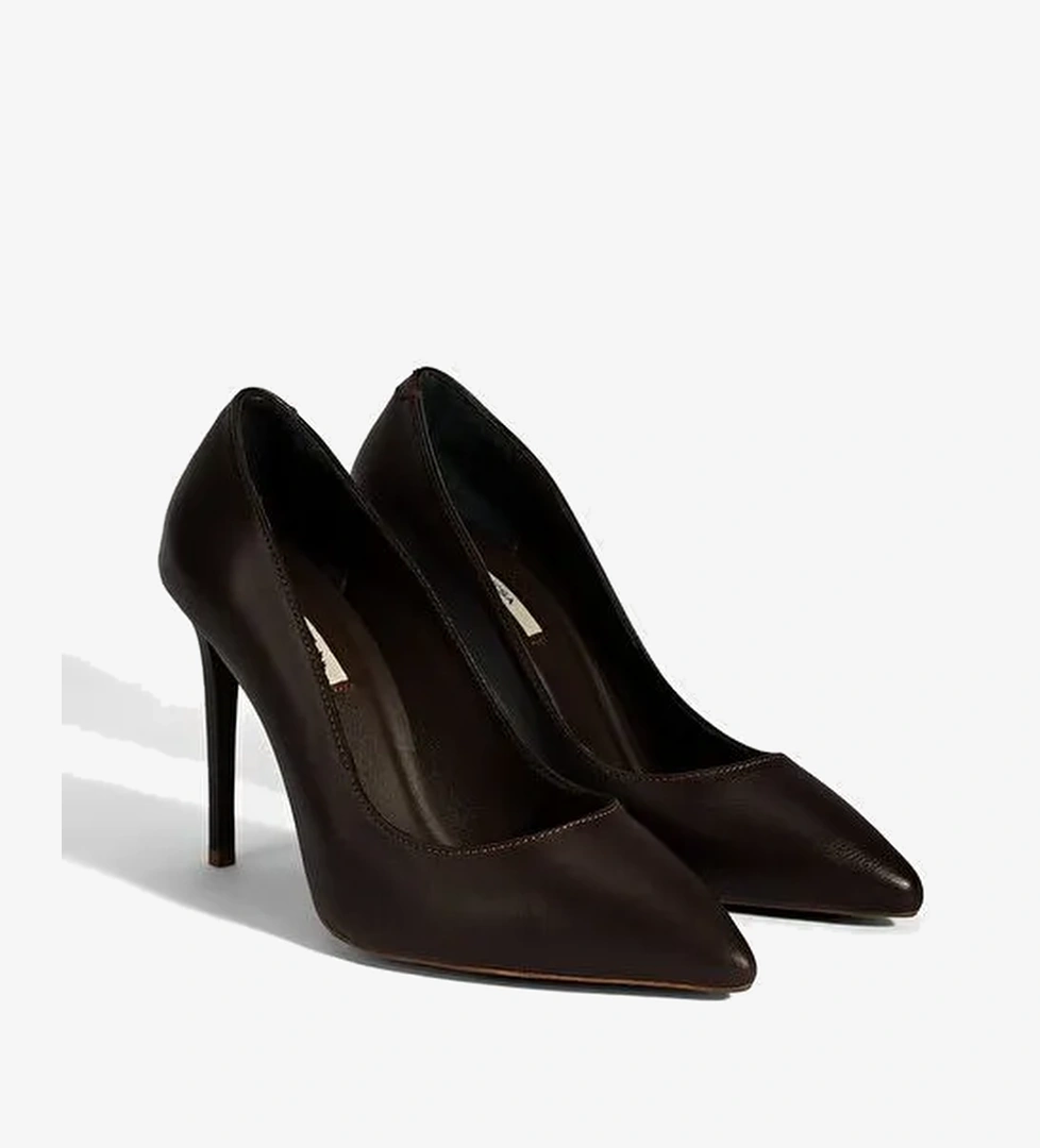Kadın Kahve Deri Stiletto - Görsel 1