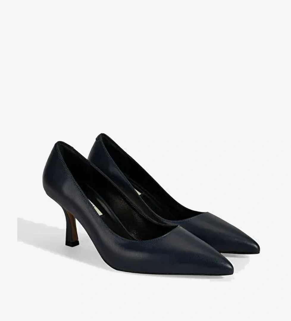 Kadın Lacivert Deri Stiletto - Görsel 1