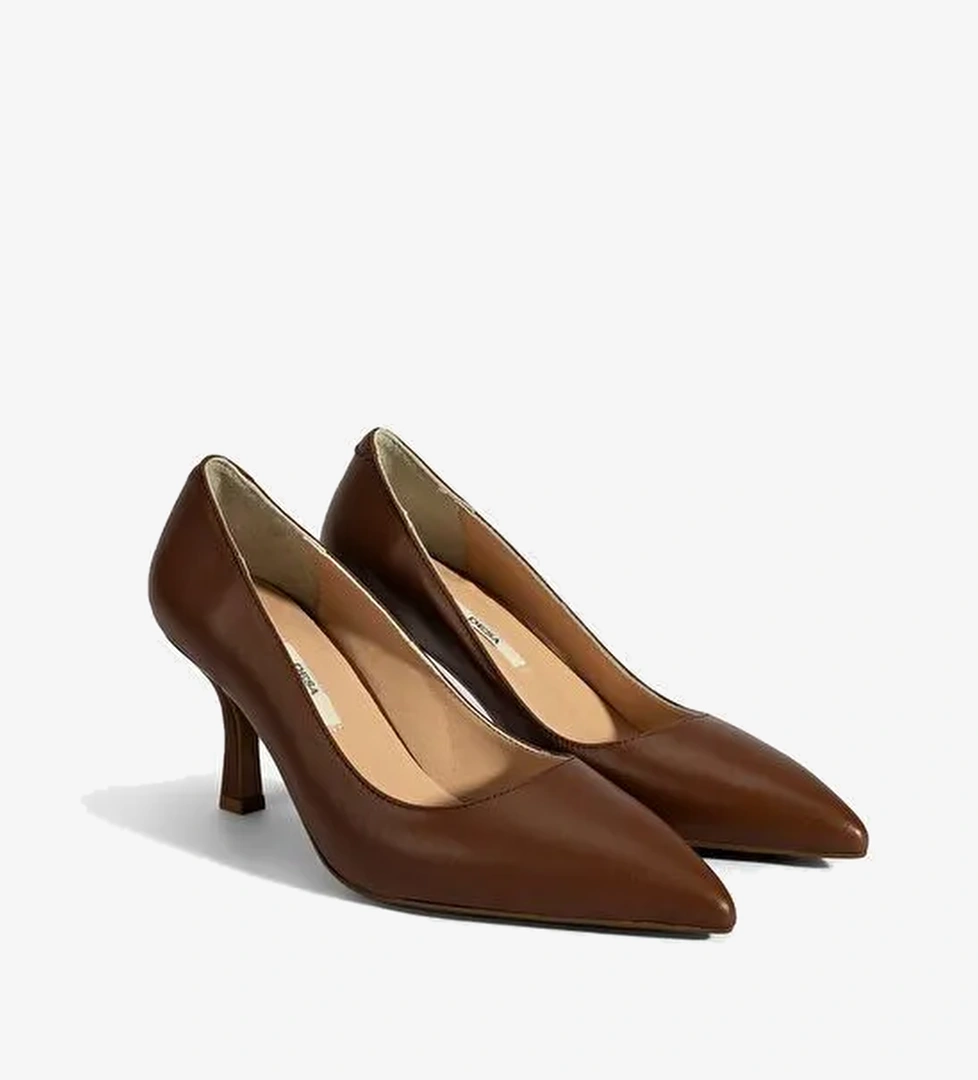 Kadın Taba Deri Stiletto - Görsel 1