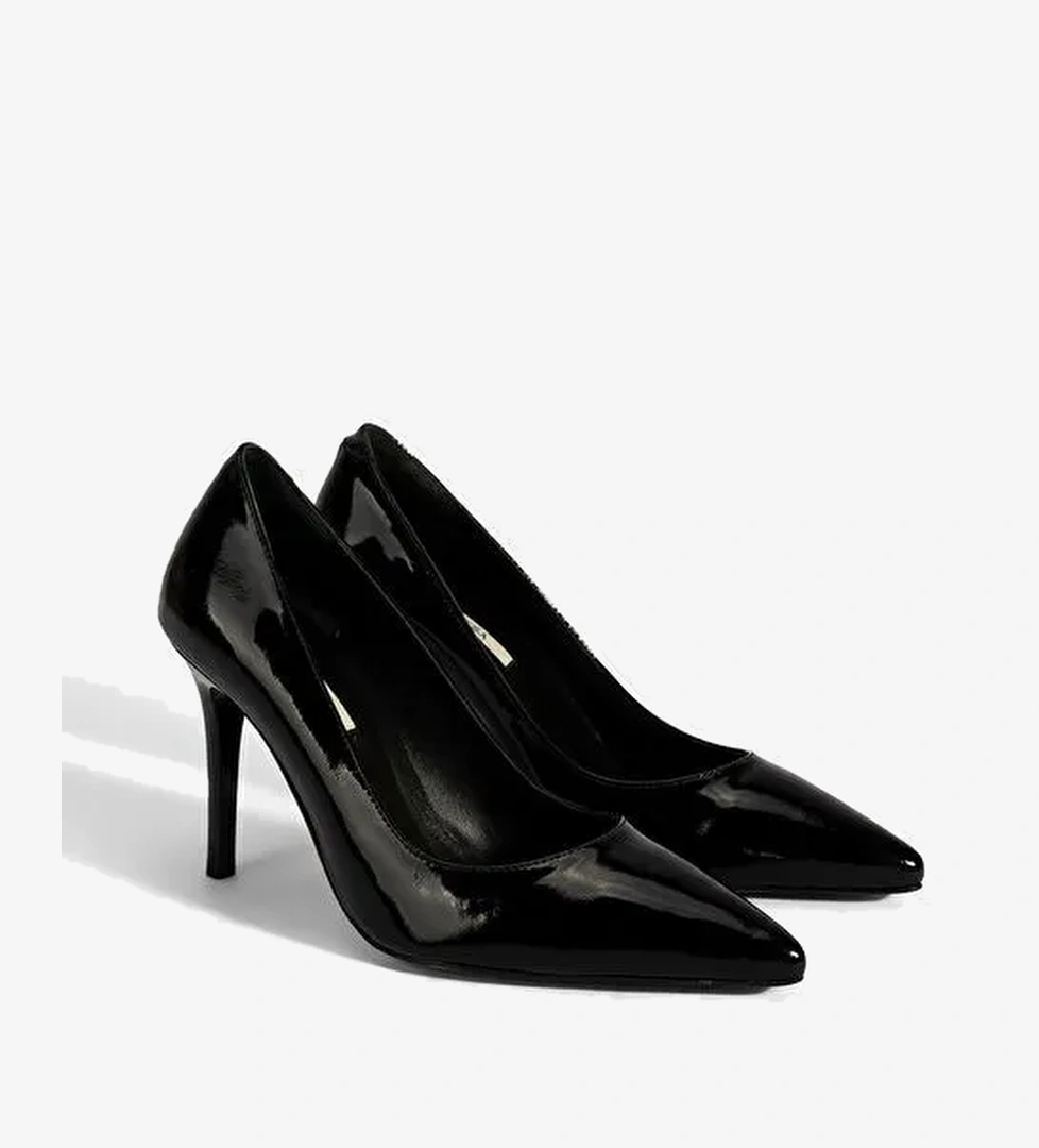 Kadın Siyah Deri Stiletto - Görsel 1