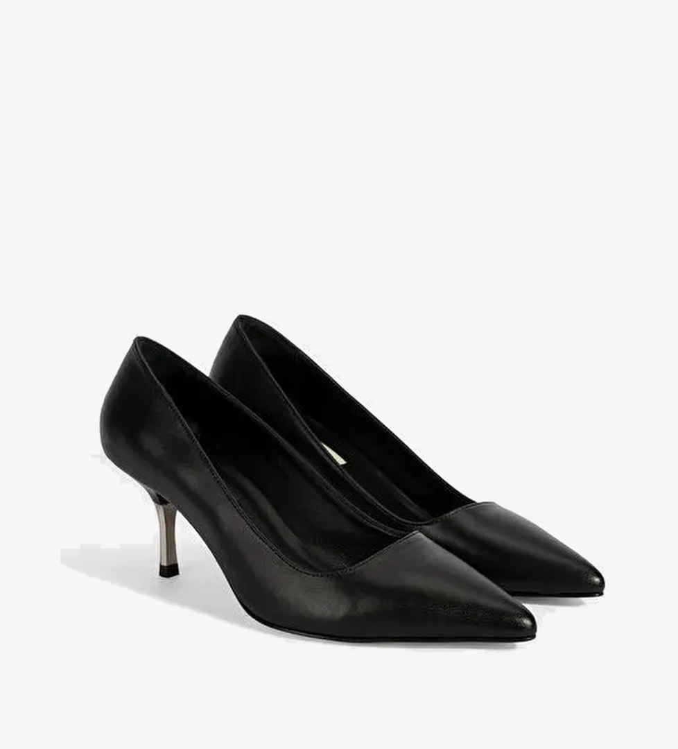 Kadın Siyah Deri Stiletto - Görsel 1