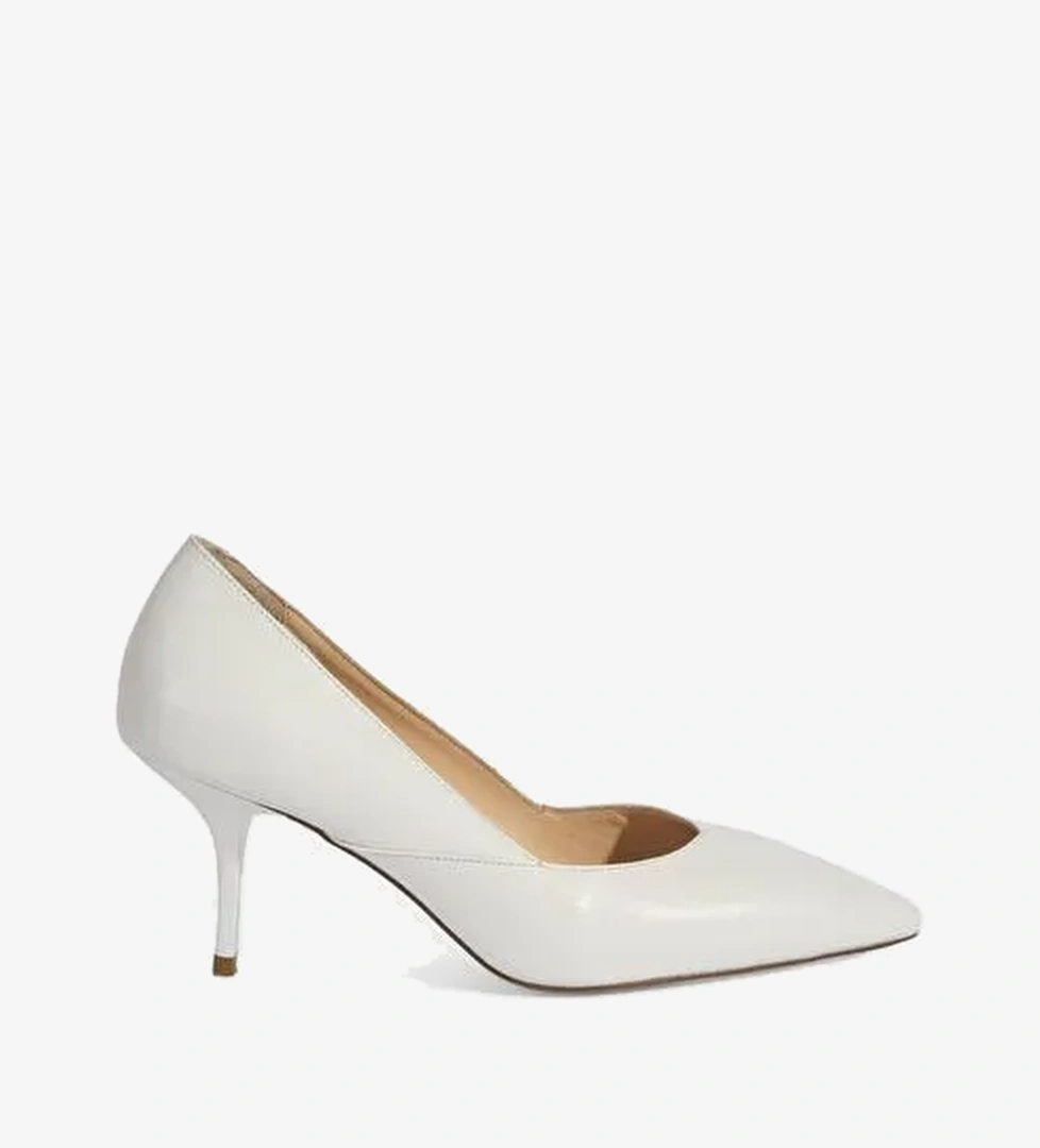 Kadın Beyaz Deri Topuklu Klasik Ayakkabı - Görsel 1
