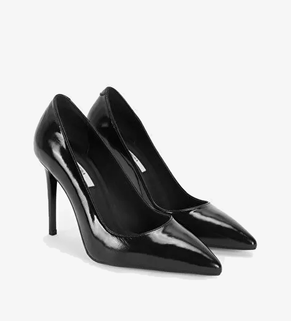 Kadın Siyah Rugan Topuklu Klasik Ayakkabı - Görsel 1