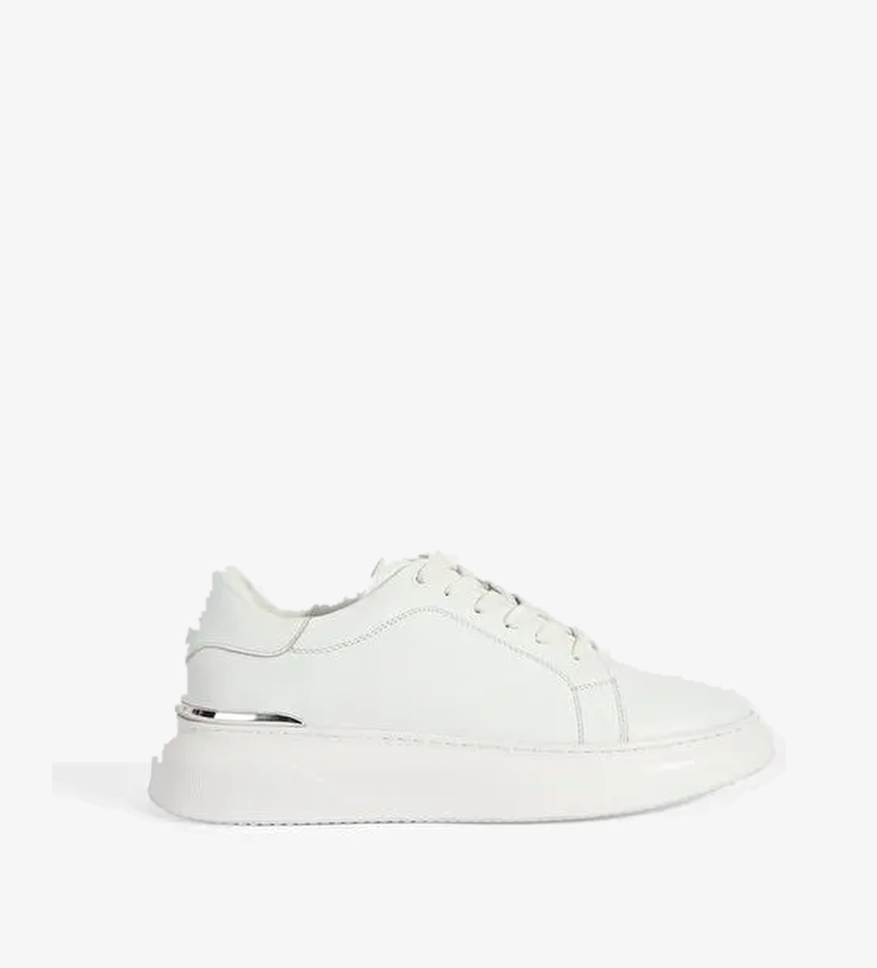 Erkek Beyaz Bağcıklı Deri Günlük Ayakkabı - Görsel 1