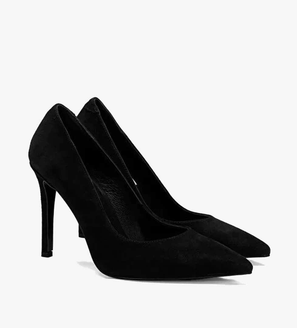Kadın Siyah Süet Stiletto - Görsel 1
