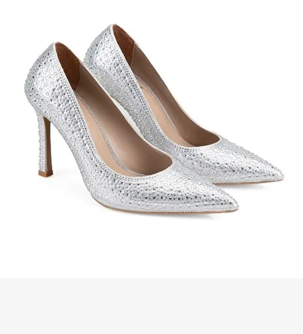 Kadın Gümüş Klasik Topuklu Ayakkabı - Görsel 1