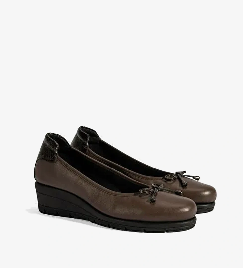 Kadın Kahve Fiyonk Detaylı DesaComfort Deri Ayakkabı - Görsel 1