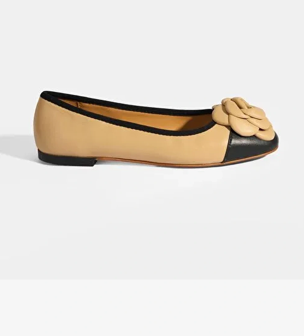 Kadın Ten Aksesuar Detaylı Deri Babet - Görsel 1