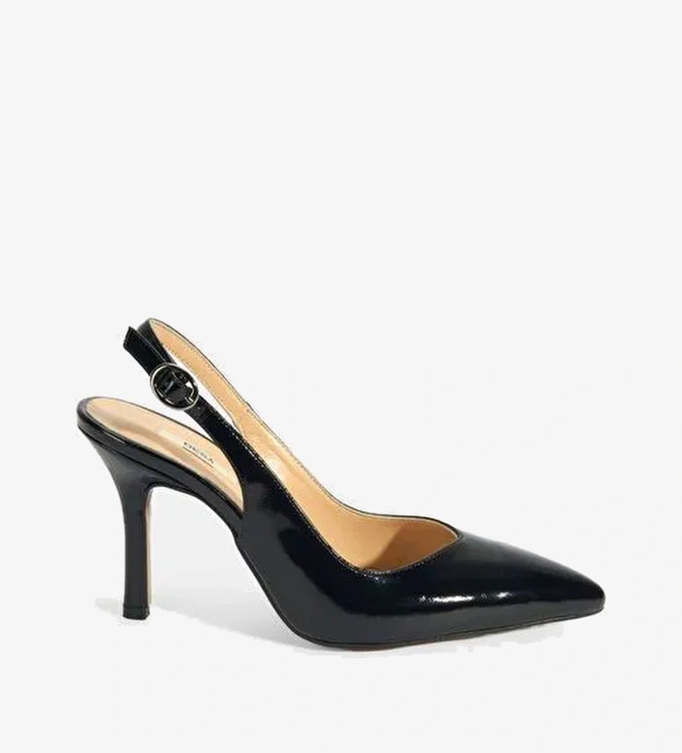 Kadın Siyah Rugan Topuklu Ayakkabı - Görsel 1